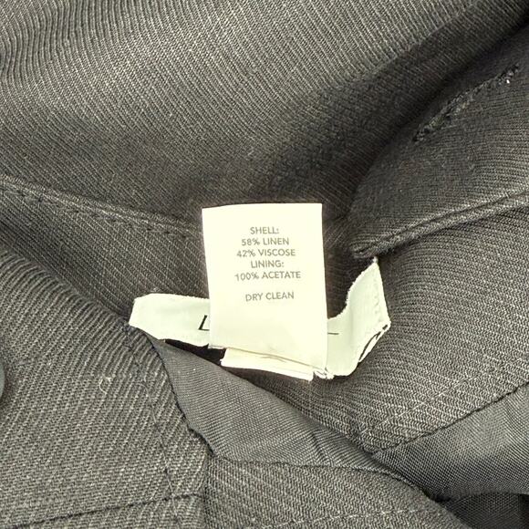 LOFT ANN TAYLOR Pants SZ 2 Linen Blend Black Wide Ann Leg Business Office Work - Picture 4 of 13